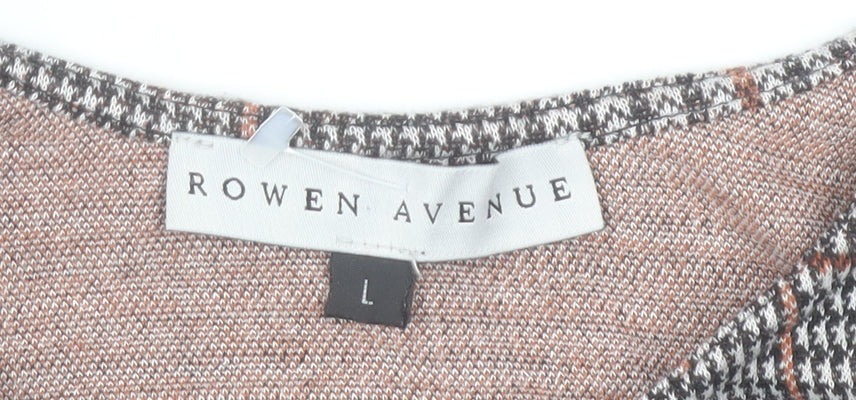 Rowen Avenue Women's Grey Check Pinafore Dress L Stretch Knit