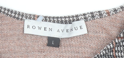Rowen Avenue Women's Grey Check Pinafore Dress L Stretch Knit