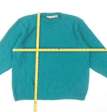 Paco Boutique Womens Green Acrylic Cable-Knit Jumper Size 14