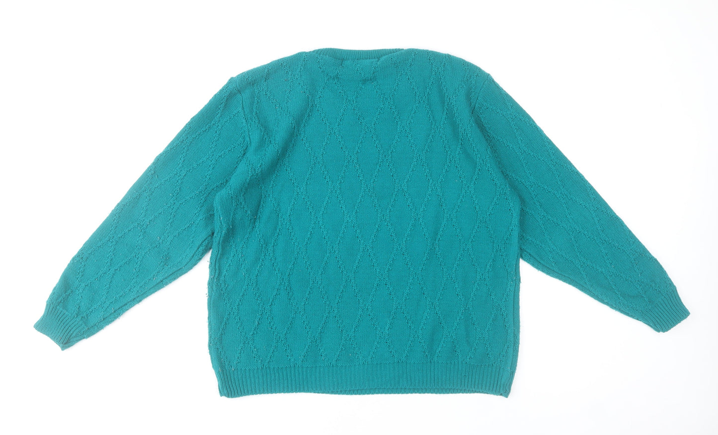 Paco Boutique Womens Green Acrylic Cable-Knit Jumper Size 14