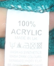 Paco Boutique Womens Green Acrylic Cable-Knit Jumper Size 14
