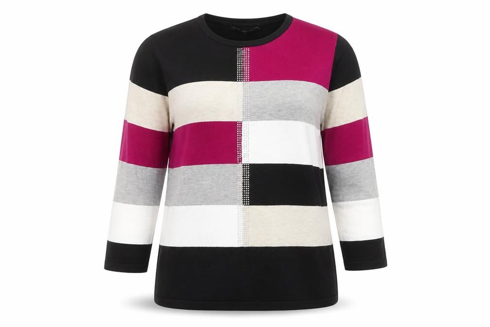 Front view of Anonymous Women's Multicoloured Striped jumper, size M