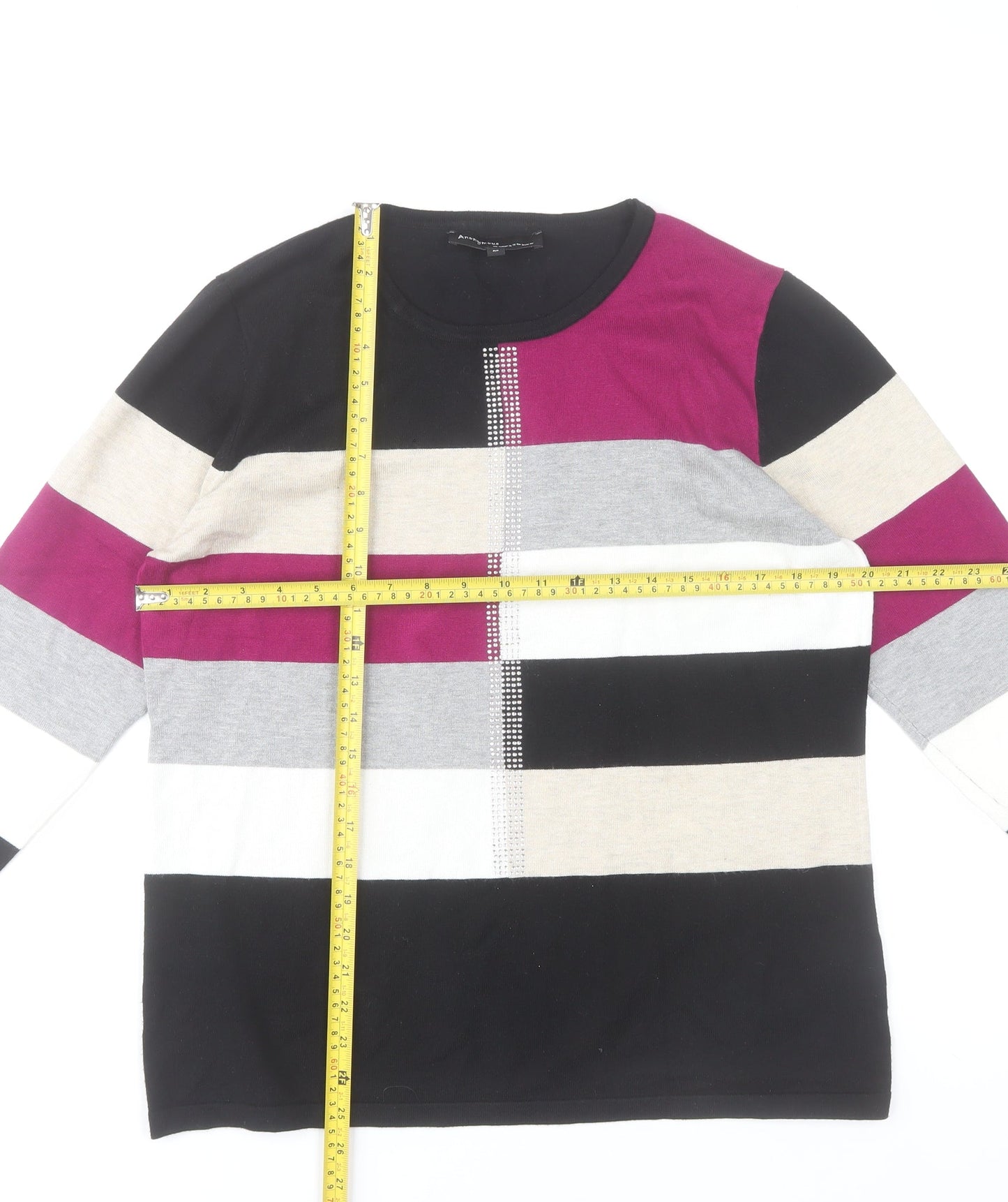 Anonymous Women's Multicoloured Striped Pullover Jumper Size M