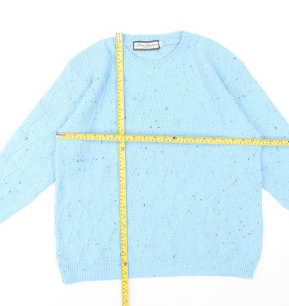 Paco Boutique Women Blue Size 14 Cable Knit Crew Neck Jumper