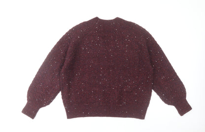 Gallery Womens Plum Sequin V-Neck Knit Jumper Size L