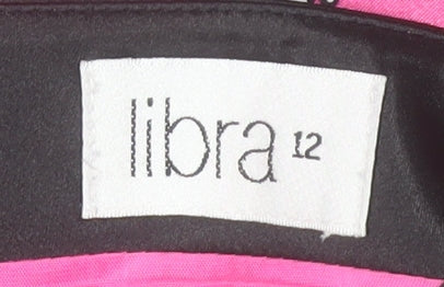 Libra Womens Pink Floral Satin A-Line Dress Size 12 Sleeveless