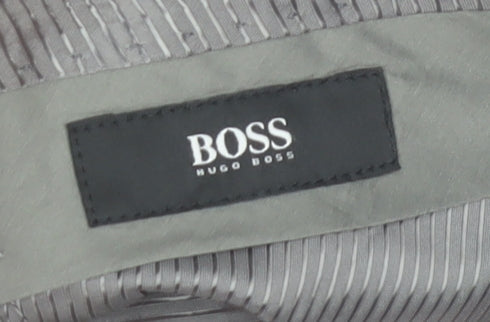 Hugo Boss Men's Grey Check Wool Dress Trousers Size 36R