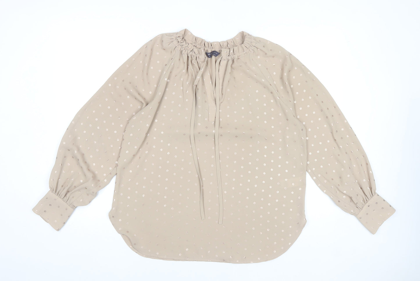 Marks and Spencer Womens Beige Polka Dot Tunic Blouse Size 10