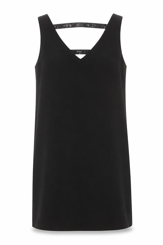 Mango Women Black Sequin Strap Shift Dress Size 8 Sleeveless V-Neck