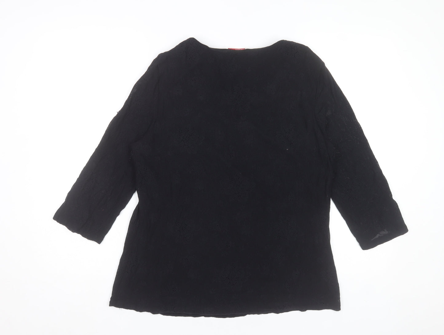 Dunnes Stores Women's Black Lace Beaded Neck Tunic Blouse Size 18