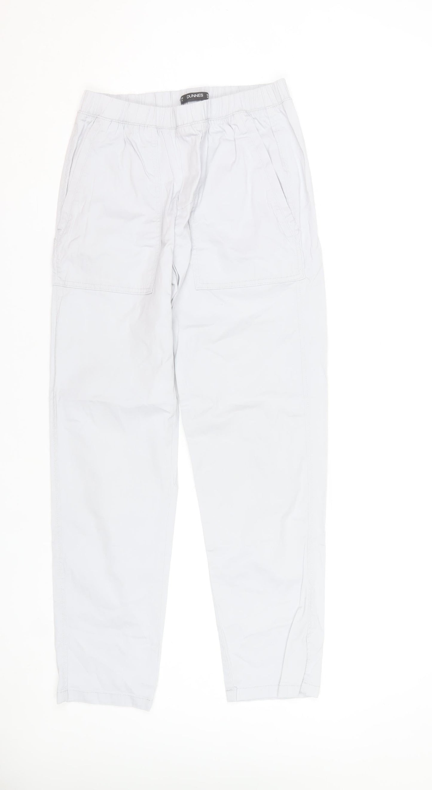 Dunnes Women's Grey Cargo Cotton Blend Elastic Waist Trousers XS
