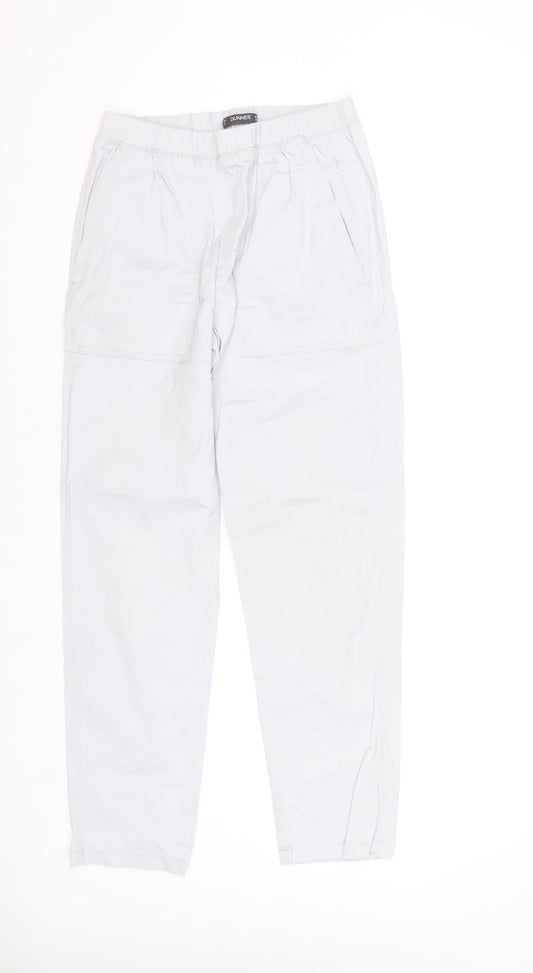Dunnes Women's Grey Cargo Cotton Blend Elastic Waist Trousers XS