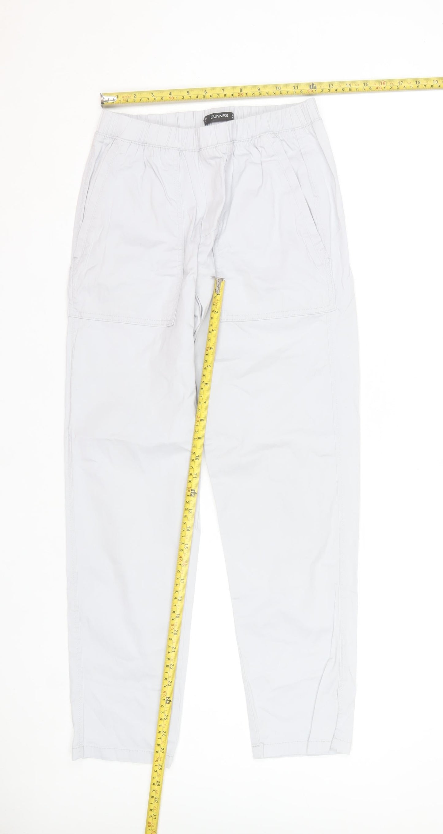Dunnes Women's Grey Cargo Cotton Blend Elastic Waist Trousers XS