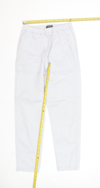Dunnes Women's Grey Cargo Cotton Blend Elastic Waist Trousers XS
