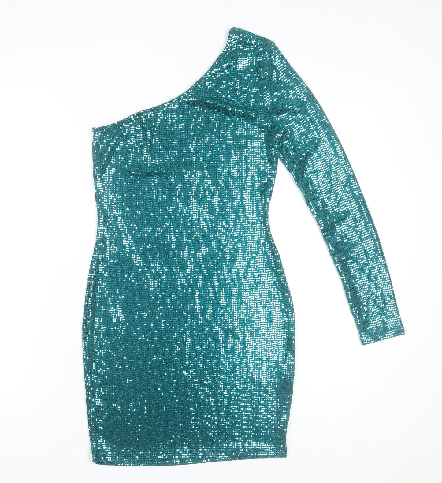 Primark Women’s Green Sequin One Shoulder Bodycon Dress XS
