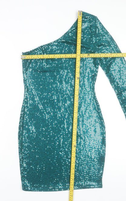 Primark Women’s Green Sequin One Shoulder Bodycon Dress XS