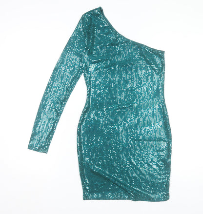Primark Women’s Green Sequin One Shoulder Bodycon Dress XS