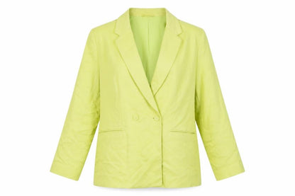 H&M Women Green Double-Breasted Blazer Size 12 Regular Fit
