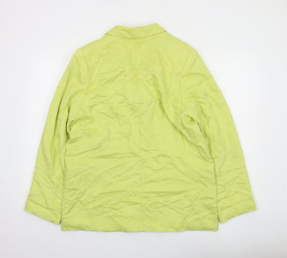 H&M Women Green Double-Breasted Blazer Size 12 Regular Fit
