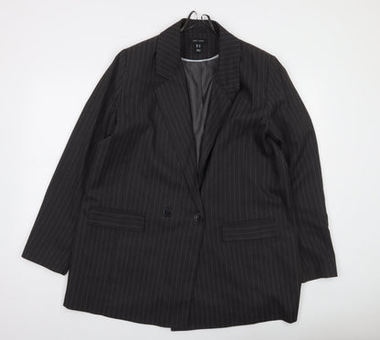 New Look Women’s Black Pinstripe Double-Breasted Suit Jacket UK 16