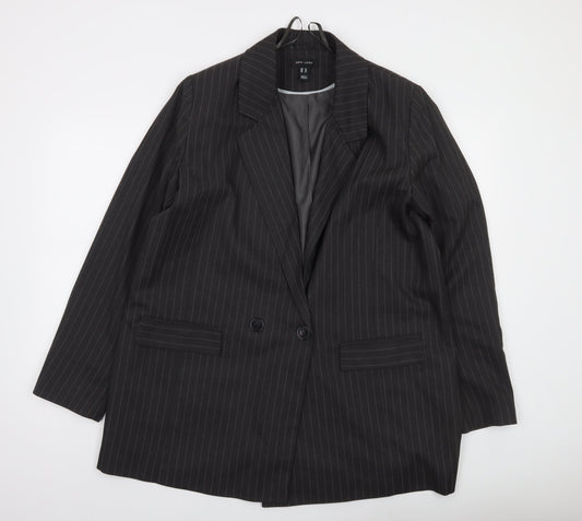 New Look Women’s Black Pinstripe Double-Breasted Suit Jacket UK 16