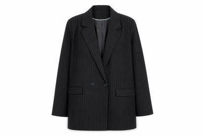New Look Women’s Black Pinstripe Double-Breasted Suit Jacket UK 16