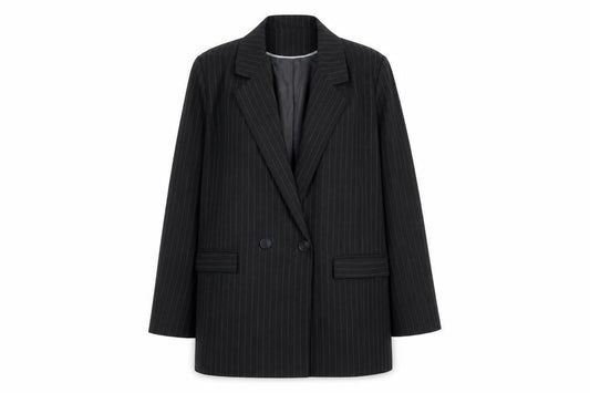 New Look Women’s Black Pinstripe Double-Breasted Suit Jacket UK 16
