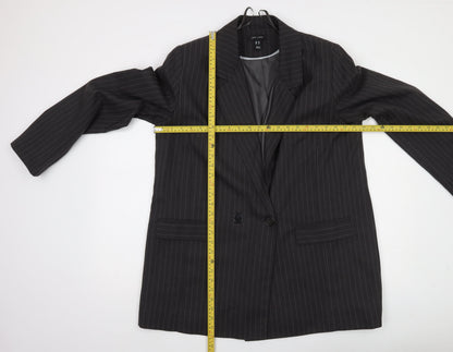 New Look Women’s Black Pinstripe Double-Breasted Suit Jacket UK 16