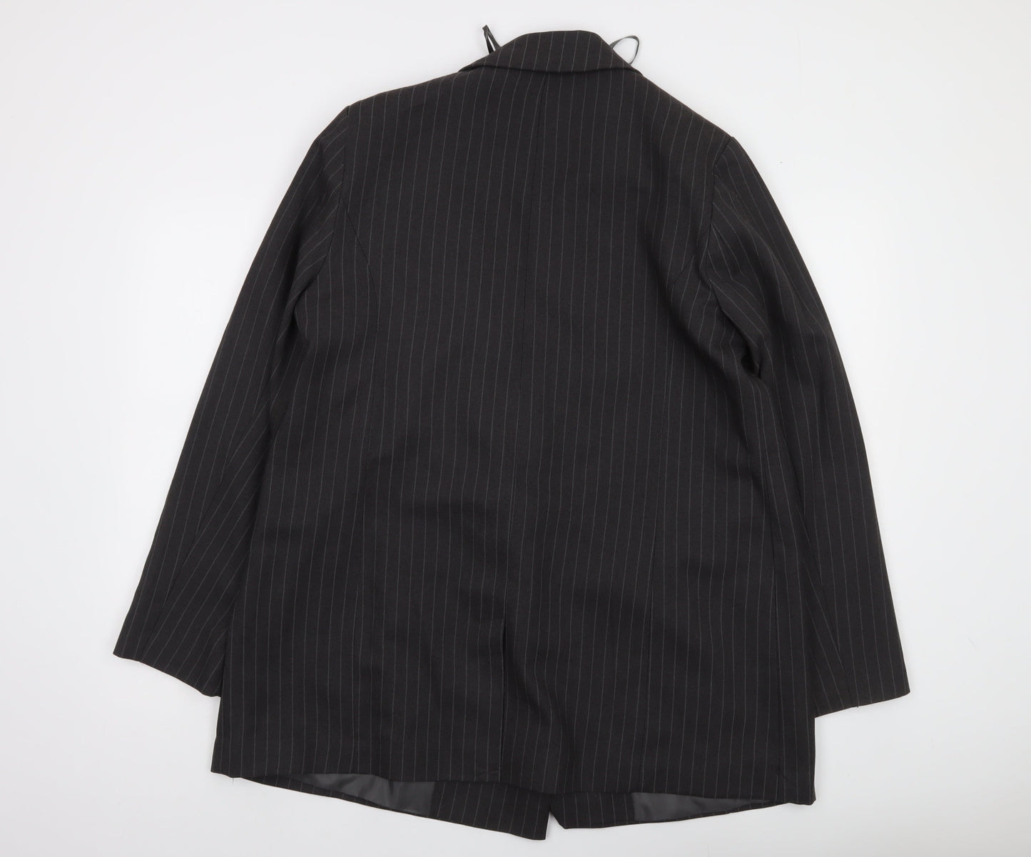 New Look Women’s Black Pinstripe Double-Breasted Suit Jacket UK 16