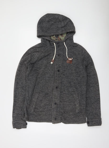 Vans Mens Grey Hooded Button Cardigan Jumper Small