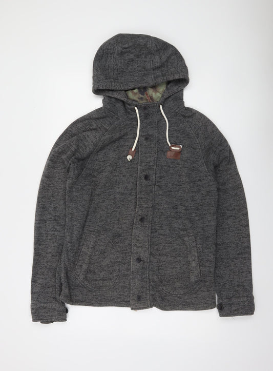 Vans Mens Grey Hooded Button Cardigan Jumper Small