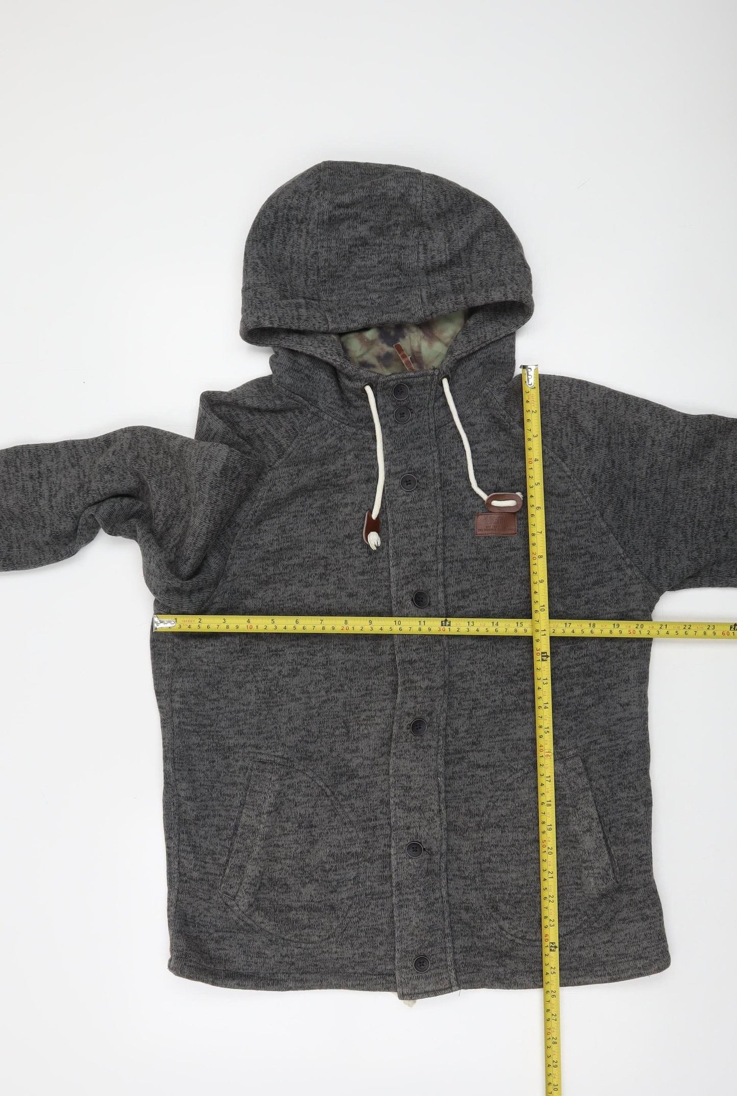 Vans Mens Grey Hooded Button Cardigan Jumper Small