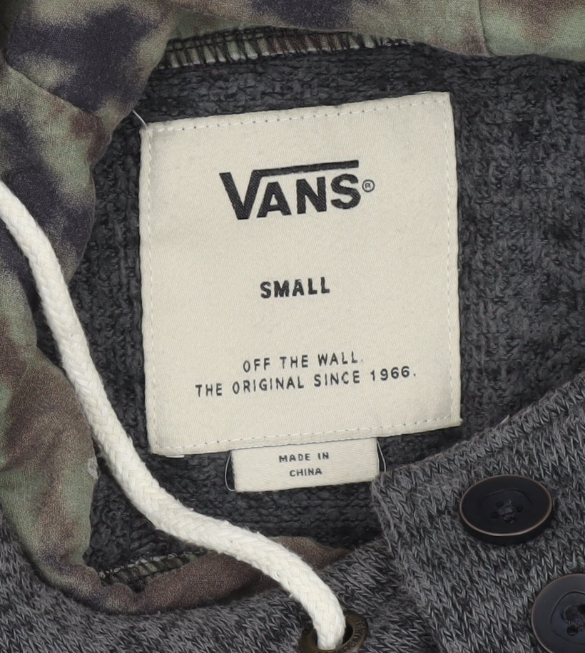 Vans Mens Grey Hooded Button Cardigan Jumper Small