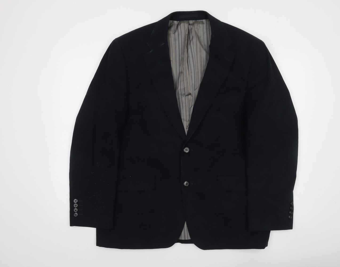 Douglas Men’s Black Cotton Blazer Jacket 44 Short Casual Two Button