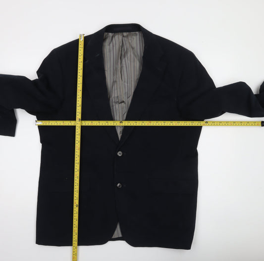 Douglas Men’s Black Cotton Blazer Jacket 44 Short Casual Two Button