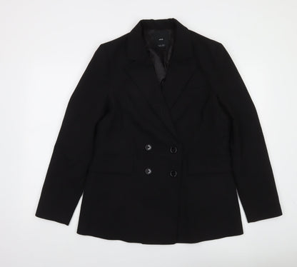 MNG Women's Black Double-Breasted Blazer Size 10 Regular Fit