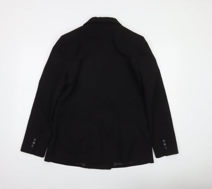 MNG Women's Black Double-Breasted Blazer Size 10 Regular Fit
