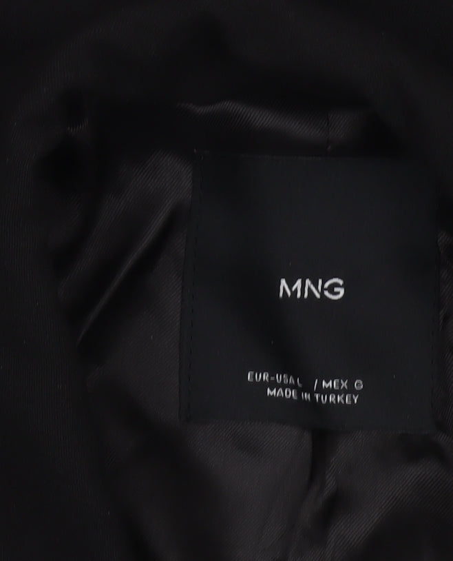 MNG Women's Black Double-Breasted Blazer Size 10 Regular Fit