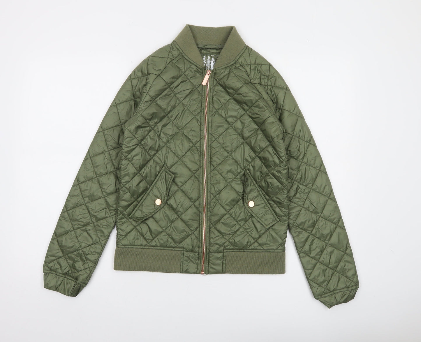 ELLE Women's Green Quilted Bomber Jacket XS