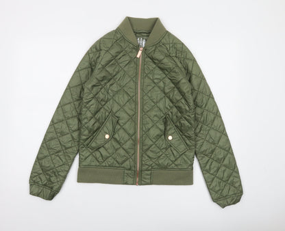 ELLE Women's Green Quilted Bomber Jacket XS