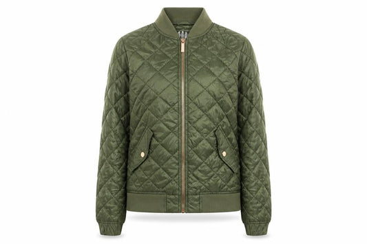 ELLE Women's Green Quilted Bomber Jacket XS