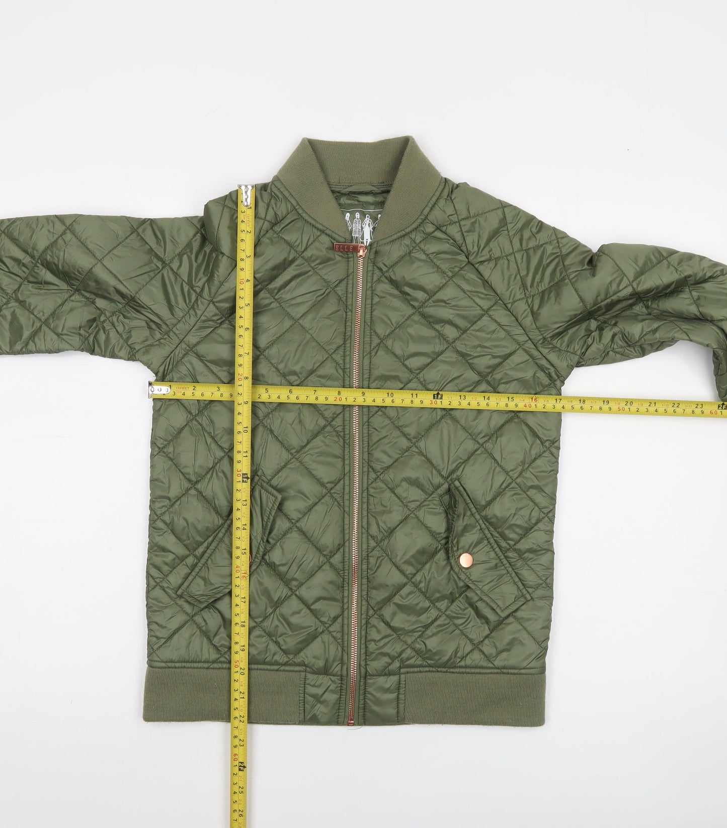 ELLE Women's Green Quilted Bomber Jacket XS