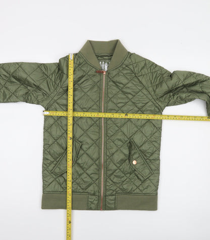 ELLE Women's Green Quilted Bomber Jacket XS