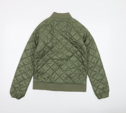 ELLE Women's Green Quilted Bomber Jacket XS