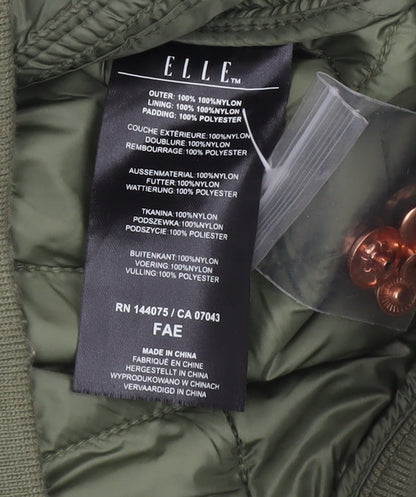 ELLE Women's Green Quilted Bomber Jacket XS