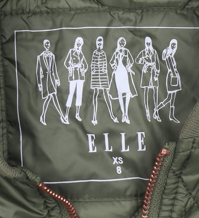 ELLE Women's Green Quilted Bomber Jacket XS