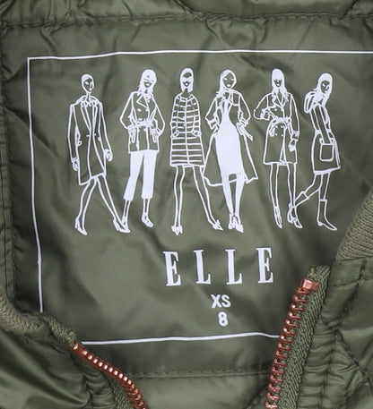 ELLE Women's Green Quilted Bomber Jacket XS