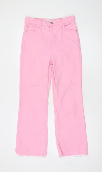 Stradivarius Women's Pink Denim Straight Jeans Size 8 Regular Fit