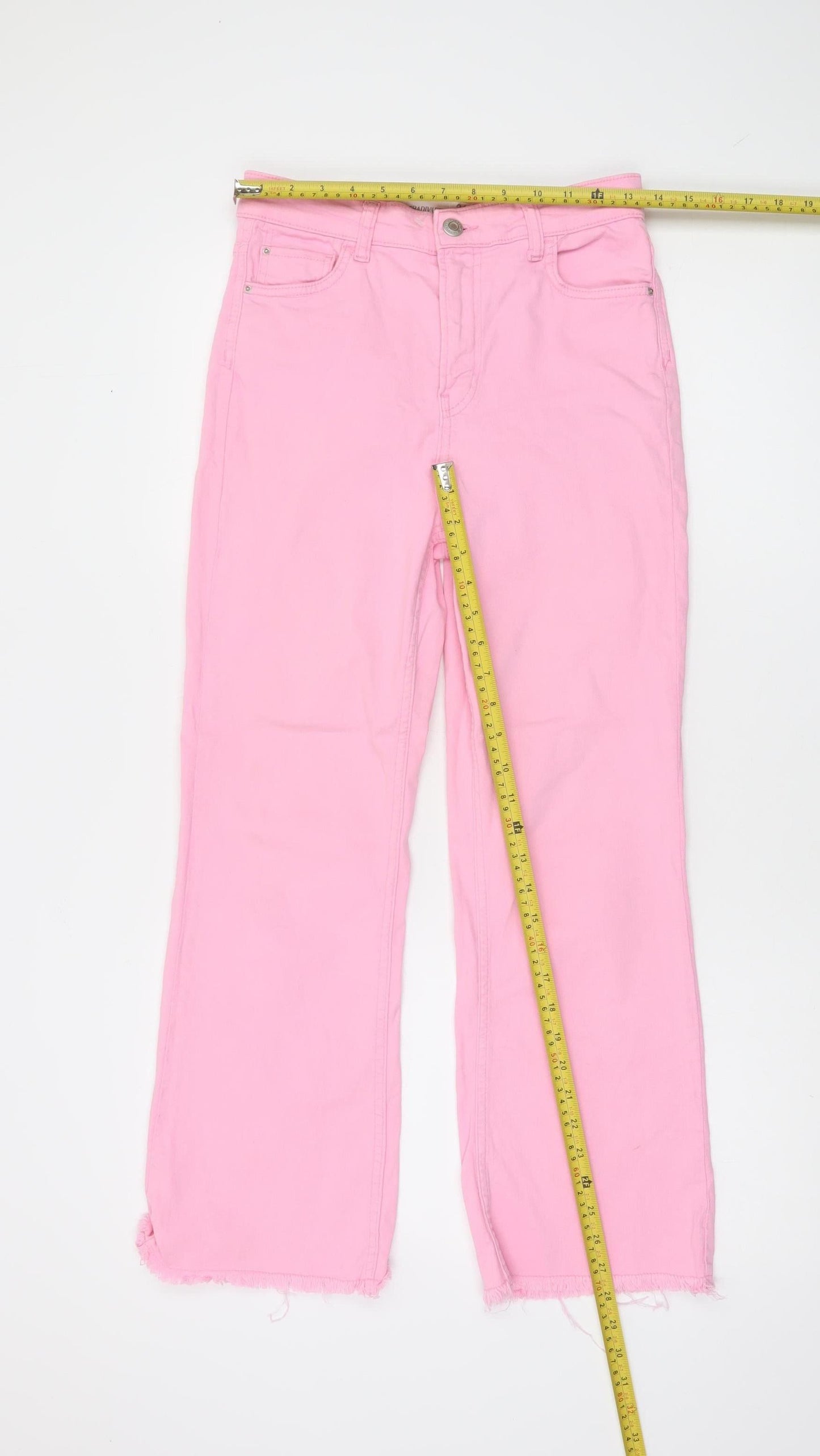 Stradivarius Women's Pink Denim Straight Jeans Size 8 Regular Fit