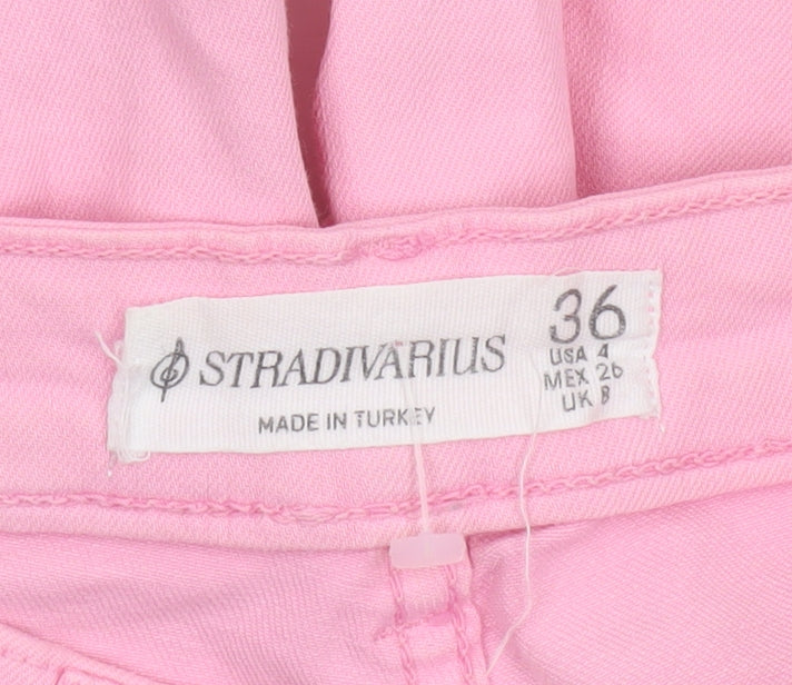 Stradivarius Women's Pink Denim Straight Jeans Size 8 Regular Fit
